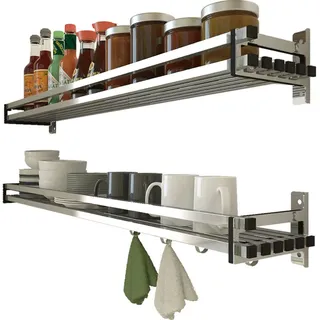 Hestiyaa Besteckkasten Gewürzregal Edelstahl Gewürzregale aus Metall Für Gewürze als Küchenablage Schrankeinsatz Organizer 50cm