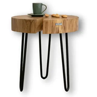 holz4home Couchtisch aus einer Baumscheibe Beige Eiche 36 x 41 cm