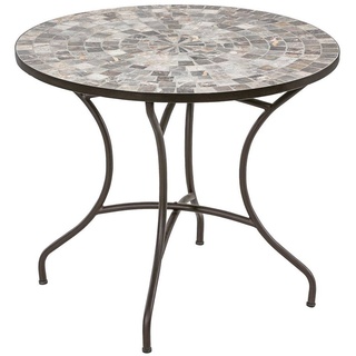 Dehner Gartentisch Gartentisch Grazia, mit Mosaik, Eisen/Stein, Romantischer Mosaiktisch mit einem pulverbeschichteten Eisengestell braun