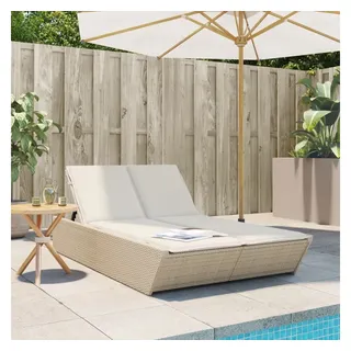 vidaXL Doppel-Sonnenliege 118 x 200 x 50,5/62,5/73,5/83 cm Beige