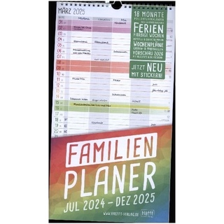 Familienplaner 24/25 Wand-Kalender 5-Spaltig [Rainbow] 18 Monate