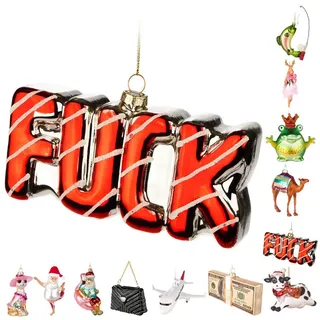 BRUBAKER Weihnachtsbaumkugel Handbemalte Weihnachtskugel - viele lustige Motive - Glas Baumkugel (1 St), Christbaumschmuck Figuren Deko Anhänger Christbaumkugel Weihnachtsdeko bunt