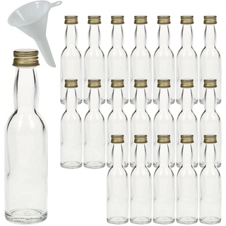 mikken 20 Mini Glasflaschen 40 ml mit Schraubverschluss inkl. Trichter