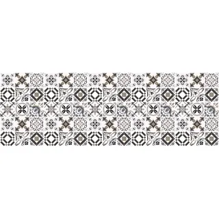 HUBDECO - Teppich - Küchenteppich - Badezimmerteppich - Badteppich - Küchenläufer - Teppich Läufer - Teppich Küche - PCV, Vinyl - rutschfest - Schwarz-Weißes Patchwork - 60x180cm