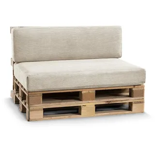 FAVRE Palettenkissen CosyRib Ribcord Garten Set PFLA(Sitzkissen 120x80+Rückenlehne 120x40), Kissen beige|braun