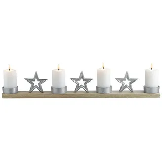 Marrakesch Orient & Mediterran Interior Kerzenständer Moderne Deko Adventskranz Kerzenhalter Weihnachtsdeko Calistro, Handarbeit braun|silberfarben