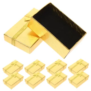 FRCOLOR 24 Stück Schmuckkästchen aus Kunststoff Schmuckverpackungsbox in Gold Kleines Ring und Ohrringetui für Reise und Staubschutz