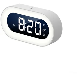 Digitaler Wecker, LED-Wecker, Musik, digitaler Wecker, Schlummerlicht-Design, Schreibtischuhr, für Kinder/Schlafzimmer (weiß)