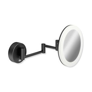 Hewi LED-Kosmetikspiegel 950.01.26001 d= 200mm, 5-fach, beleuchtet, matt schwarz beschichtet