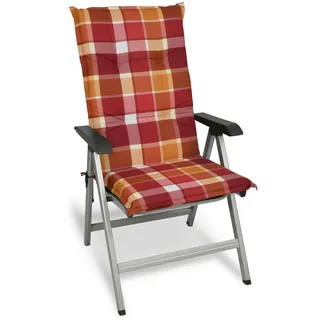 Beautissu Hochlehner Auflage 120 x 50 x 6 cm rot kariert 5-tlg.