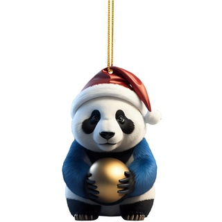 Weihnachtsdeko Innen Weihnachtskugeln Niedlicher Cartoon-Panda-Weihnachtsmuster-Druck zum Aufhängen, Weihnachtsbaum-Anhänger, Weihnachtsbaum-Anhänger, Heimdekoration, Fensterbank, (B, One Size)