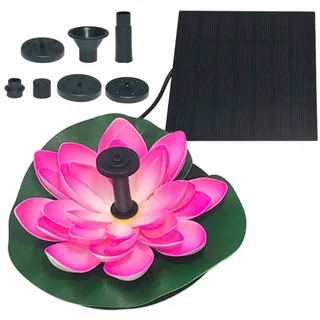 Solar Springbrunnen Lotus Brunnen, Teichpumpe mit 7 Düsen, Gartendeko Lotus Deko,Teichbrunnen Wasserpumpe für Garten,Terrassen,Pool (1.2W Rosa)