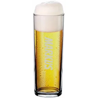 LUXENTU Bierglas mit Gravur, Kölsch-Glas/Kölner Stange mit 0,2 Liter Eichung, Persönliche Lasergravur mit Name, Personalisiertes Geschenk, Spülmaschinenfest, 30 Stück
