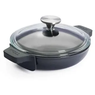WOLL Servierpfanne "Iron" rund mit Glasdeckel, Gusseisen (2-tlg), Induktionsgeeignet grau 0,8 l | Ø 18 cm x 5 cm