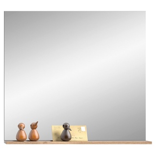 furnling Garderobenspiegel Moskau, 90 x 84 x 16 cm, mit Ablagen in Eicheoptik, Spiegel Garderobe braun