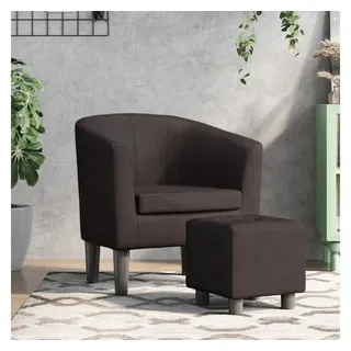 furnicato Cocktailsessel Clubsessel mit Fußhocker 70x56x68 cm Braun (1-St), Gepolsterter Sessel mit Hocker und schmutzabweisender Oberfläche braun