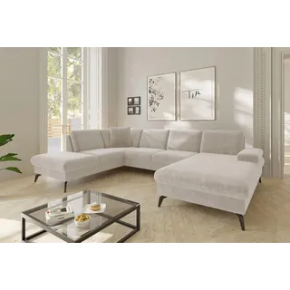 sit&more Wohnlandschaft Morris Jubi U-Form, B: 300 cm, Armteilverstellung, optional mit Bettfunktion, 1 Zierkissen, komfortable Sitzhöhe 44 cm beige