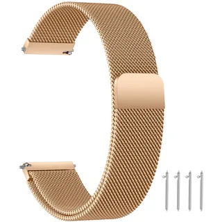 LYYLTX Edelstahl Mesh Uhrenarmband Metall Ersatz Armband Magnetverschluss Smartwatch Schnellverschluss Watch Uhren Ersatzband Für Damen Herren - 22mm