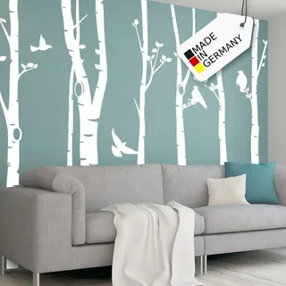 Grandora Wandtattoo XXL Birkenstämme Vögel I braun (BxH) 267 x 250 cm I Birke Flur Wohnzimmer Sticker Aufkleber Wandsticker Wandaufkleber Bäume W5449