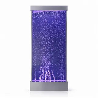JVmoebel Zimmerbrunnen AquaLux Wasserwand LED Violett Edelstahl Premium Modern Sofort, 50 cm Breite, Wasserbecken BxT: 50x20 cm, (1 tlg), Wasserwand mit RGB LED Farbwechsel und beruhigendem Blaseneffekt silberfarben