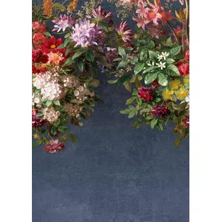 Rasch Tapete 361001 - Fototapete auf Vlies mit Blumen und Blättern in Blau, Rot, Grün und Creme aus der Kollektion Magicwalls - 3,00 m x 2,12 m (LxB)