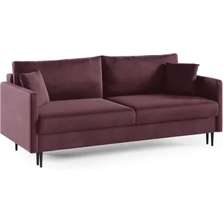 LIKMA 3 Sitzer Sofa 209 cm mit Schlaffunktion und Bettzeugbehälter, Velvet Schlafsofa mit Bettkasten, Moderne Couch, Sofagarnituren, Bettsofa Farb... - Creme