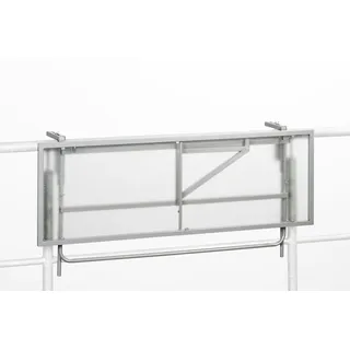 Merxx Balkonhängetisch 120 x 40 cm
silbernes Gestell / matte Glasplatte
Stahlgestell