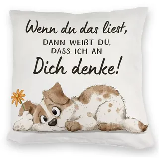 speecheese Dekokissen Hund Kuschelkissen mit Spruch Ich denke an dich
