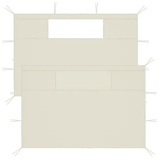 vidaXL Pavillon-Seitenwände mit Fenstern 2 Stück Creme 0,70 x 0,00 x 0,00 m