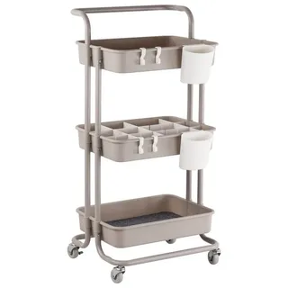 Relaxdays Rollwagen 3 Etagen Beige,Weiß,Grau