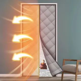 Magnet WäRmeschutzvorhang FüR TüRen, Thermo Türvorhang Kälteschutz, Magnet Thermovorhang Tür, Isolier Schutz Vorhang, Wasserdicht, Winddicht, Grau (80 x 200 cm)