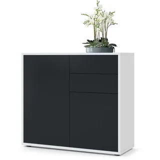 Vladon Ben V1 79 x 74 x 36 cm Weiß matt / Schwarz matt