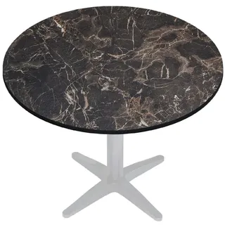 GGMMÖBEL COMPACT | Esstisch HPL Tischplatte | Ø58 cm | Cappuccino-Marmor | Perfekt für klappbare Gartentisch, Esstisch | Outdoor | Restaurant, Cafe, Bar