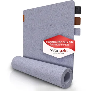 wortek Tischläufer Filz I 150x40 cm Tischband Grau I Filzunterlage Tischdecke abwaschbar I skandinavischer Tischläufer grau für drinnen und draußen