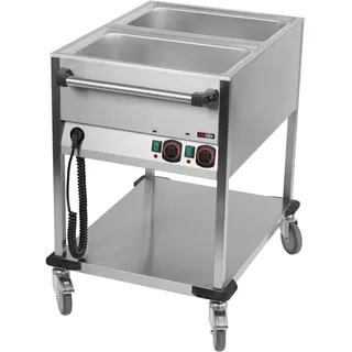 A&S polarny Bain-Marie Wagen mobiler Warmhalter Wasserbad 2xGN1/1 650x900x900mm