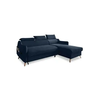 miuform Eckcouch Samt 4-Sitzer Blau