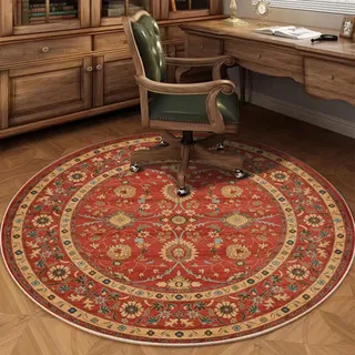 Viusneun Teppich, Rund Retro Boho Teppiche Weich rutschfest Waschbar Küchenteppich Teppich für Outdoor Büroräume Wohnzimmer Schlafzimmer (A,120cm)