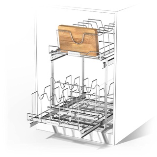 Home Zone Living Ausziehbarer Küchenschrank-Organizer mit zwei Ebenen, 38,1 cm B x 50,8 cm T