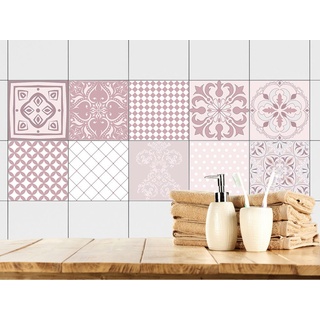 GRAZDesign Fliesenaufkleber Küche Mandala Mosaik, Klebefolie Klebefliesen, Küchenfliesen überkleben, Fliesenbild selbstklebend Fliesenfolie einzeln, glänzende Folie, 20x20cm, Set 20 Stück