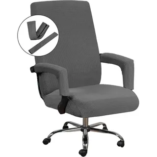 Kaket Stuhlhusse Elastische Stuhlhussen Bürostuhl,Gaming Stuhl Bezug mit Armlehne grau