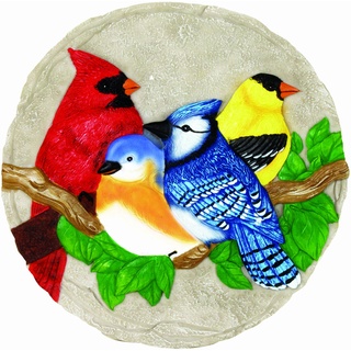 Spoontiques - Gartendekoration - Bright Birds Trittstein - Dekorativer Stein für Garten