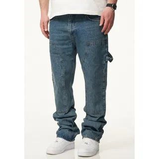 DAILY COTTON Straight-Jeans DCPONTON Herren Lange Carpenter Hose Jeans Straight-Fit Loose-Fit blau 29