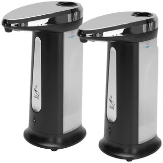 Casativo Seifenspender Sensor Seifenspender automatisch kontaktlos 400ml Infrarot Edelstahl, (2-tlg), tropffreie Dosierung/Infrarot-Sensorik/Sichtfenster-Anzeige schwarz