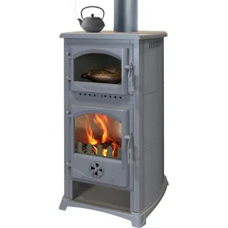 trgo Kaminofen mit Backfach und Herdplatte Cucina grau - 9,7kW