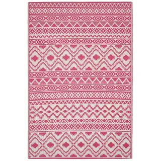 Homescapes Outdoor-Teppich Tia, 180 x 270 cm, - Ethno-Muster, rosa-weiß