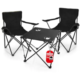 BigDean Campingstuhl Set Faltbar Schwarz