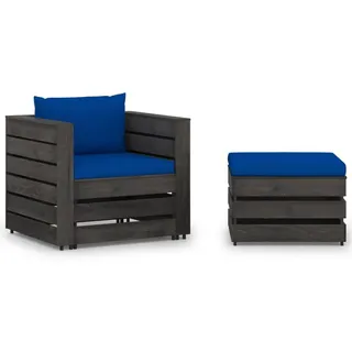furnicato Gartenlounge-Set Paletten-Lounge-Set Massivholz 77x70x66 cm Blau, (1-tlg), Witterungsbeständige Sitzgruppe mit modularer Anordnung für Garten grau 77 cm x 66 cm x 70 cm