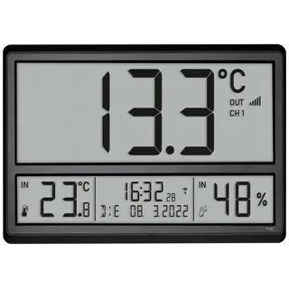 TFA Digitale XL Wanduhr 36,0 cm 60.4523.01 schwarz