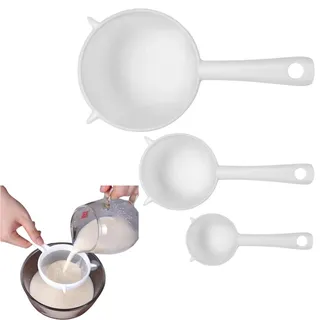 JiaYuan 3 Stück Filtersieb,Plastiksieb,Kunststoffsieb für kefir | Sieb Filter,Kunststoffsieb,Küchensieb Kunststoff mit Griff,Plastik Sieb für Kefir,Mit Aufhängeloch,Für Saft Sieben Gemüse
