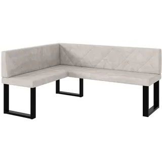 MEBLINI Eckbank für Esszimmer - Küchenbank - Essecke - Sitzecke Küche - ERIC - U-Beine 128x168x87cm Links - Beige Samt
